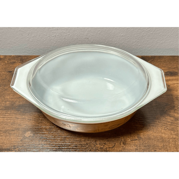 Vintage Pyrex Early American Oval Casserole Bowl Dish Gold Brown 043 1 1/2 Quart - Picture 7 of 11